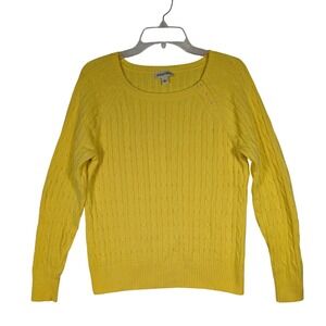 St John's‎ Bay Womens Cable Knit Crewneck Pullover Sweater Yellow Large L